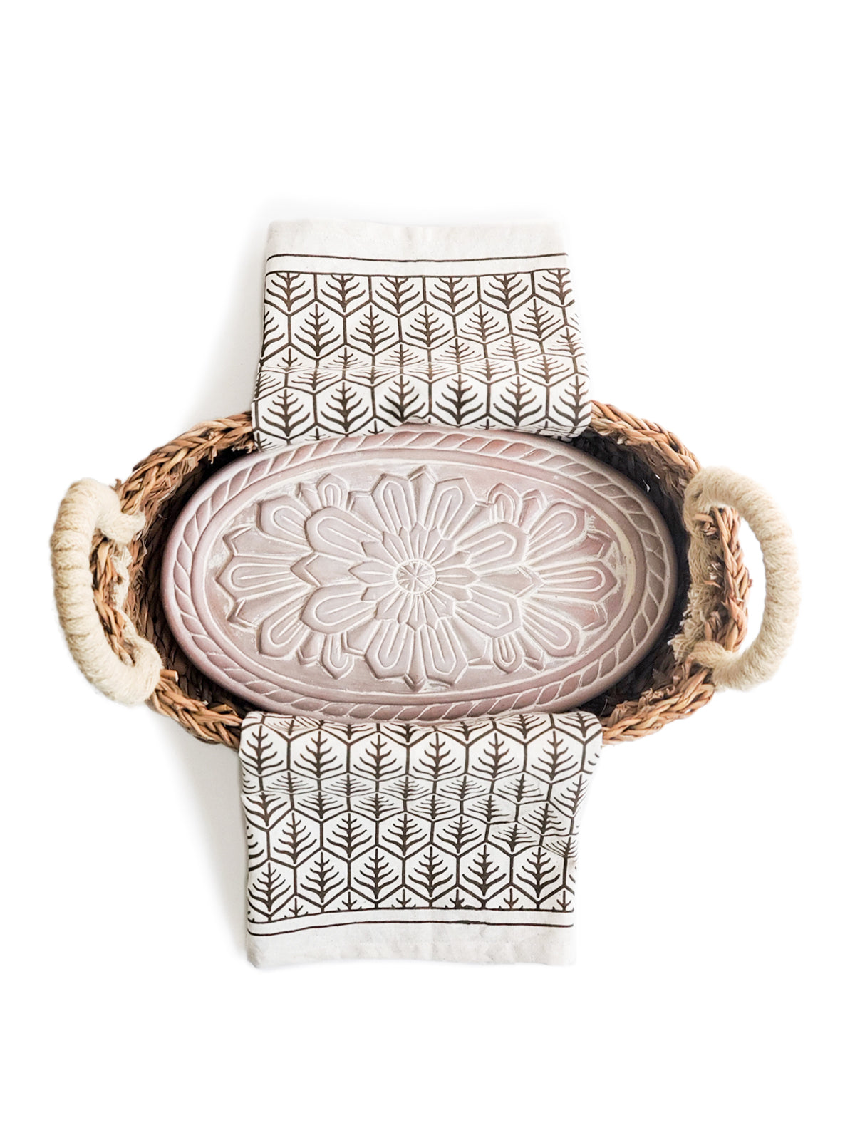 Bread Warmer & Basket Gift Set with Tea Towel - Flower by KORISSA