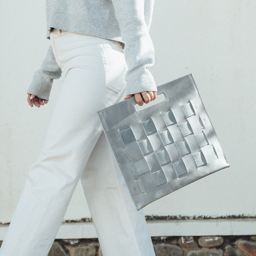 Woven Laptop Clutch in Glacial Gray by SutiSana
