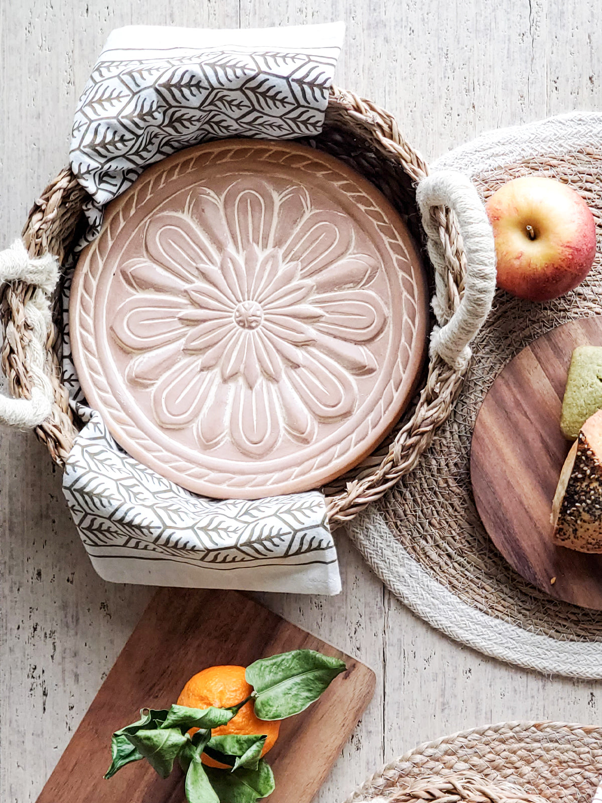 Bread Warmer & Basket Gift Set with Tea Towel - Vintage Flower by KORISSA