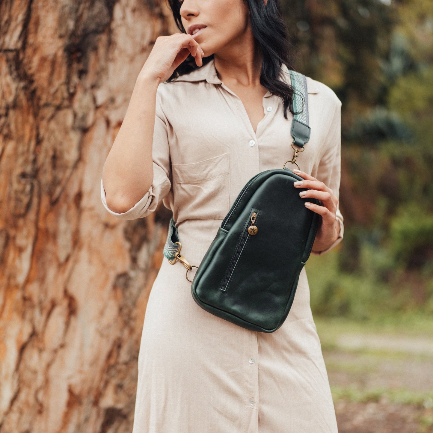 
                  
                    Sling Crossbody Backpack in Emerald by SutiSana
                  
                