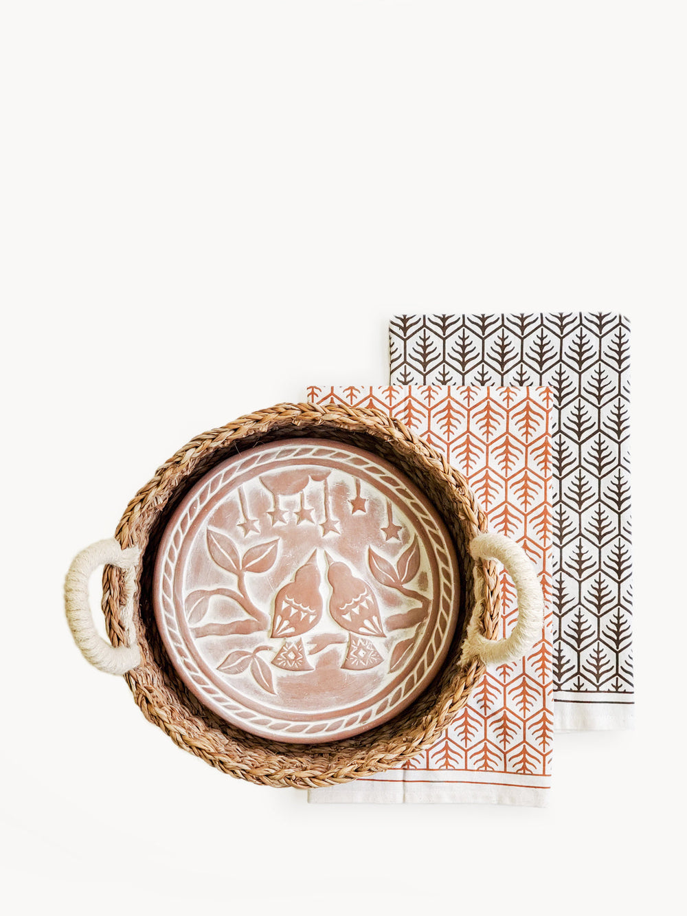 Bread Warmer & Basket Gift Set with Tea Towel - Lovebird Round by KORISSA