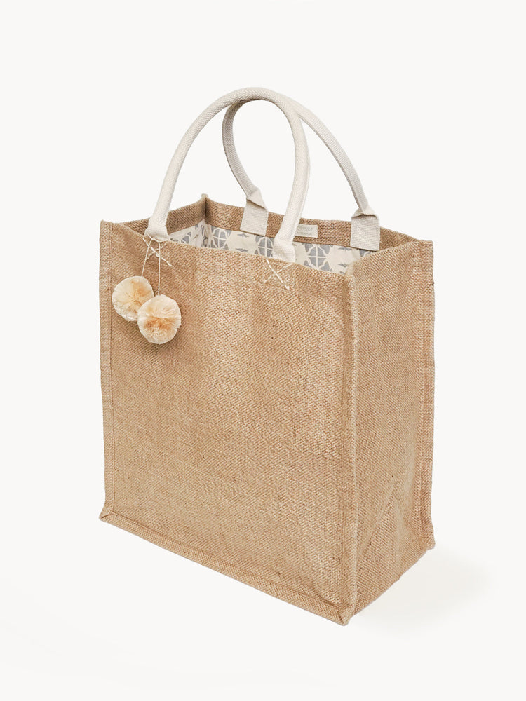 
                  
                    Jute Canvas Market Bag With Pompom by KORISSA
                  
                