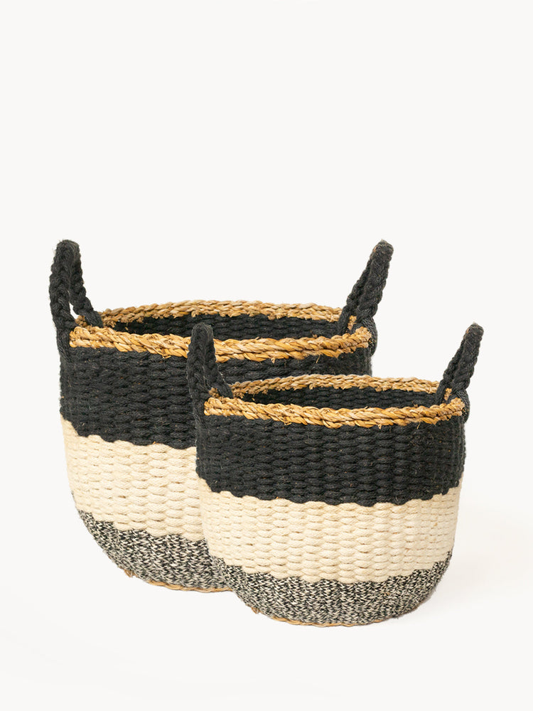 
                  
                    Ula Stripe Basket - Black by KORISSA
                  
                