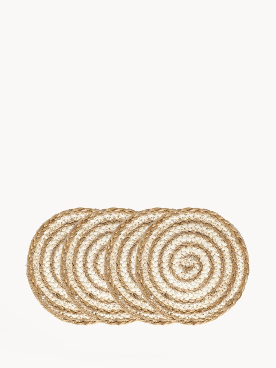 Kata Spiral Coaster Trivet - Natural (Set of 4) by KORISSA