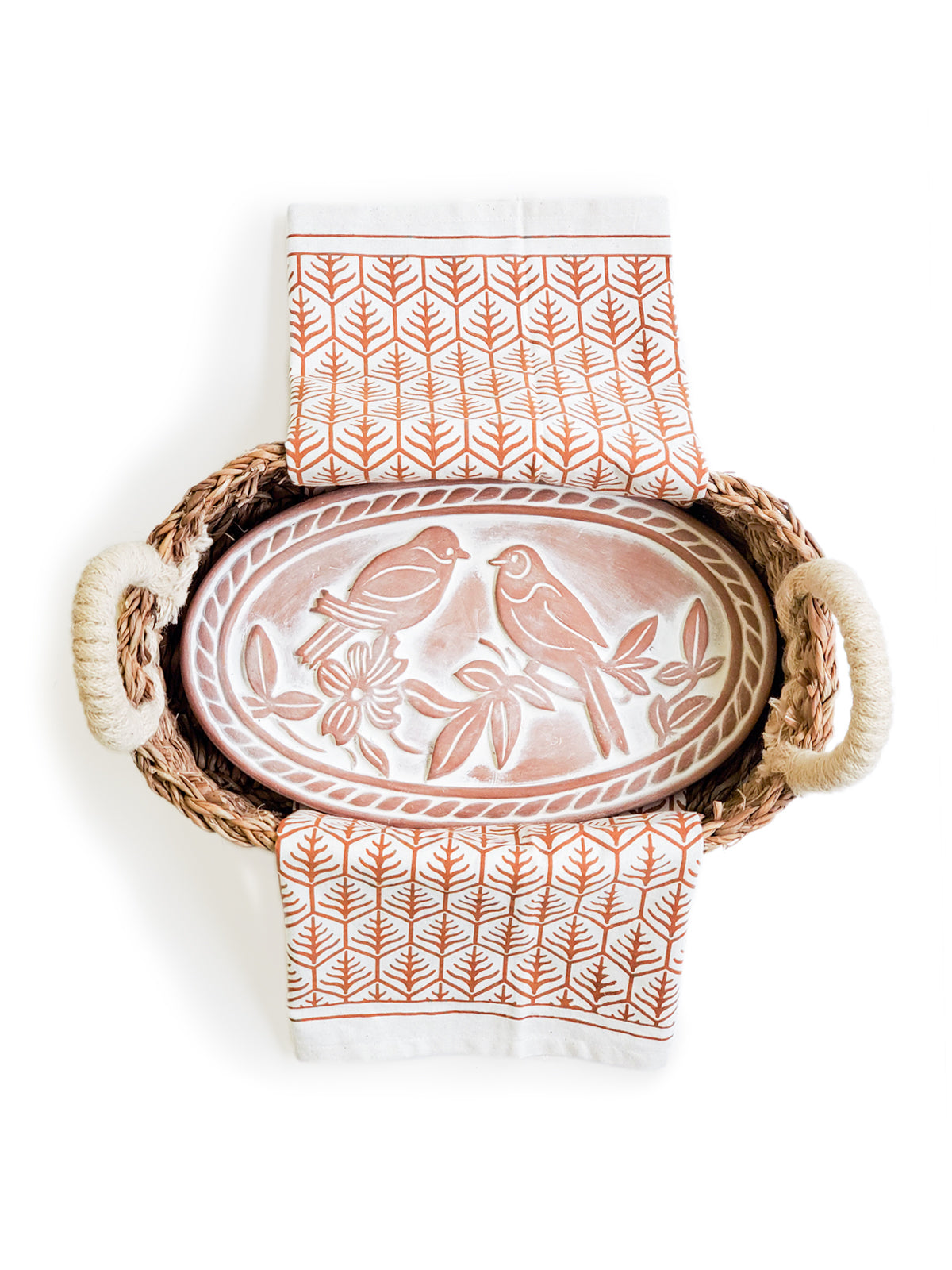 
                  
                    Bread Warmer & Basket Gift Set with Tea Towel - Lovebird Oval by KORISSA
                  
                