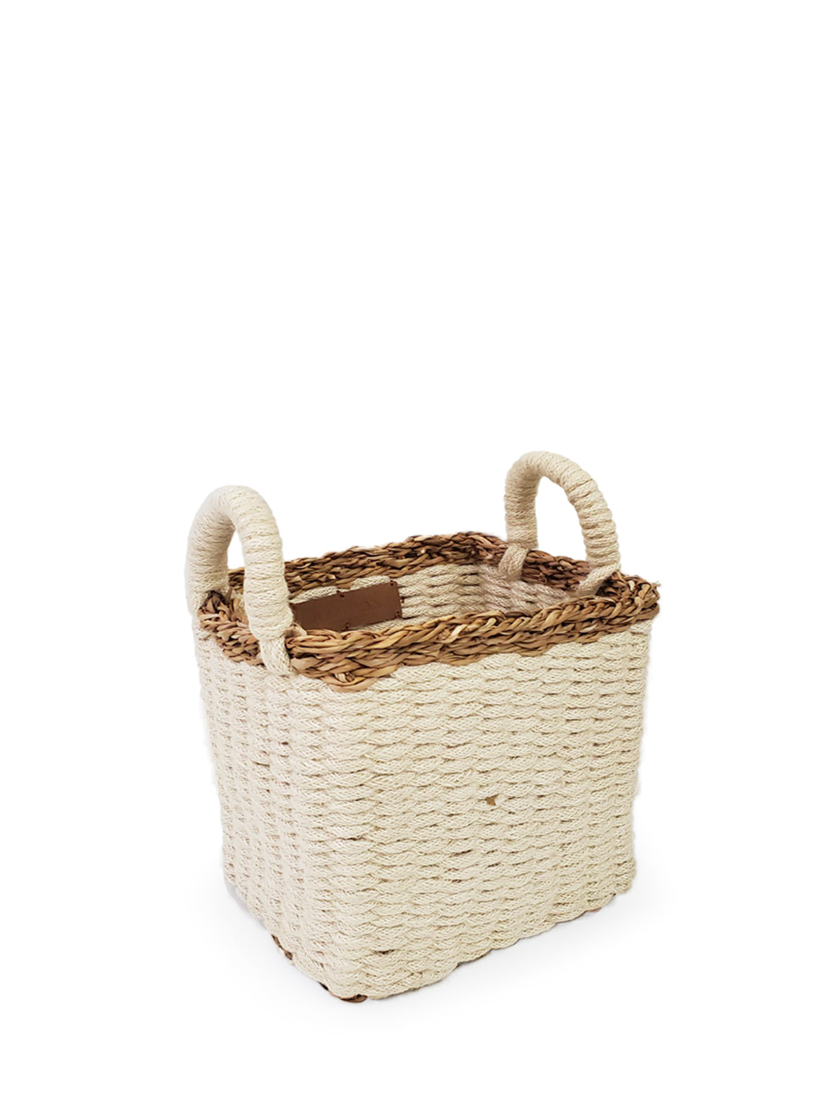 KORISSA Ula Floor Basket - Natural Small / White