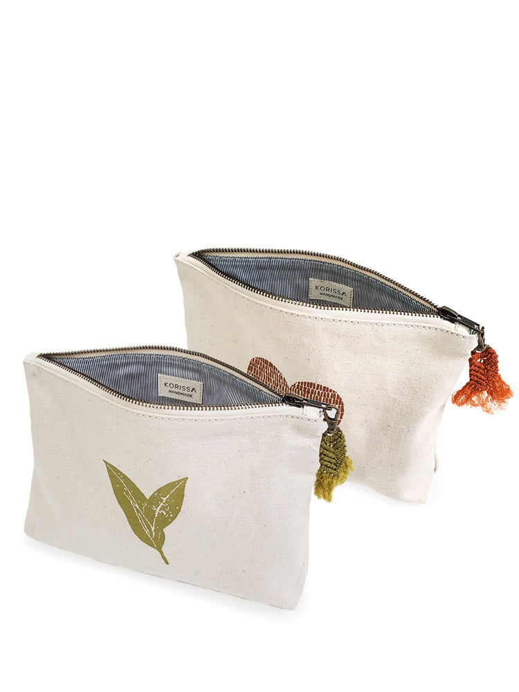 
                  
                    Hand Screen Printed Cotton Canvas Pouch - Nature by KORISSA
                  
                