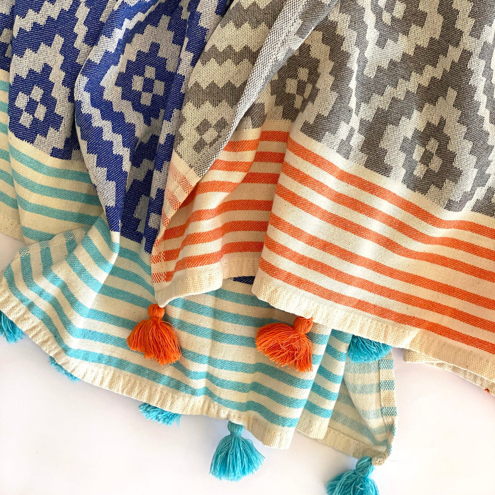 
                  
                    Merida Turkish Towel / Blanket - Blue by Hilana Upcycled Cotton
                  
                