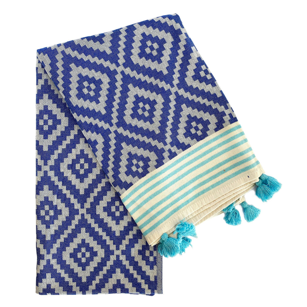 Merida Turkish Towel / Blanket - Blue by Hilana Upcycled Cotton