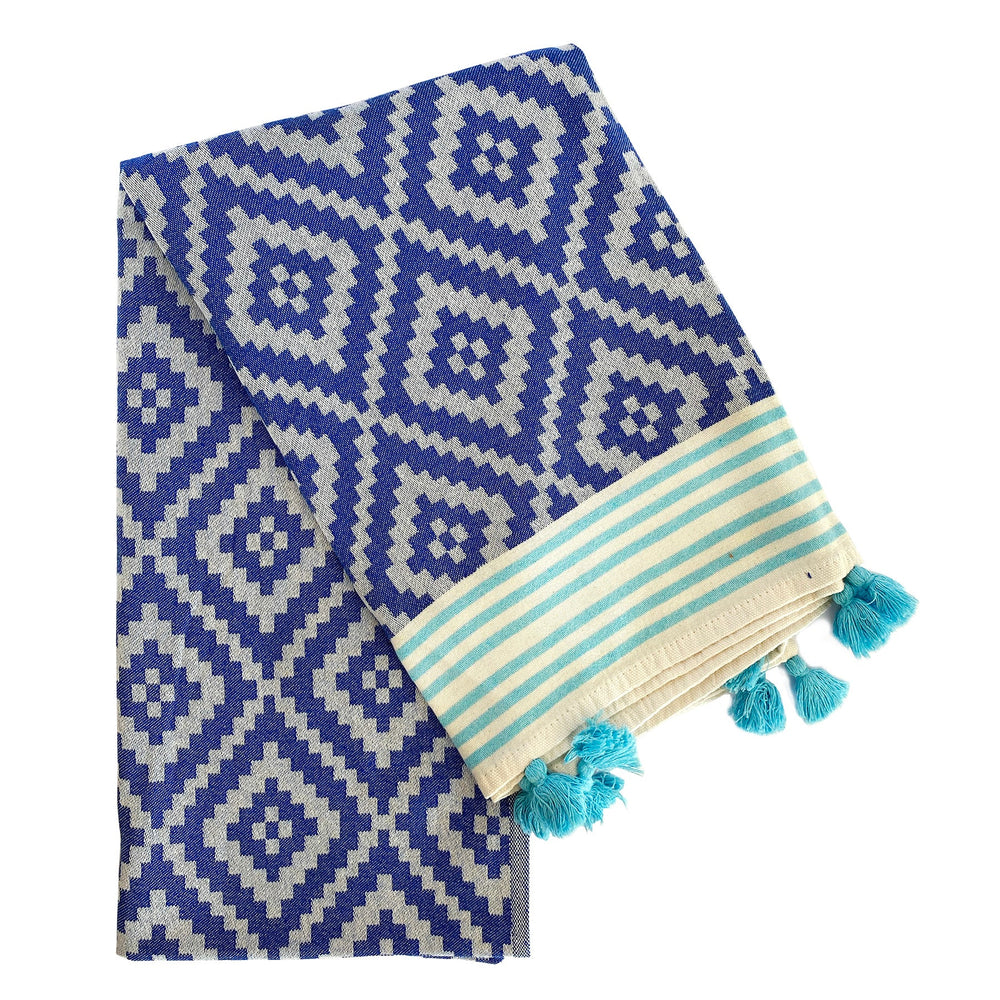 
                  
                    Merida Turkish Towel / Blanket - Blue by Hilana Upcycled Cotton
                  
                