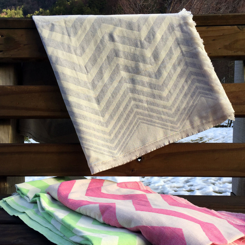 
                  
                    Mersin Chevron Turkish Towel / Blanket - Gray by Hilana Upcycled Cotton
                  
                