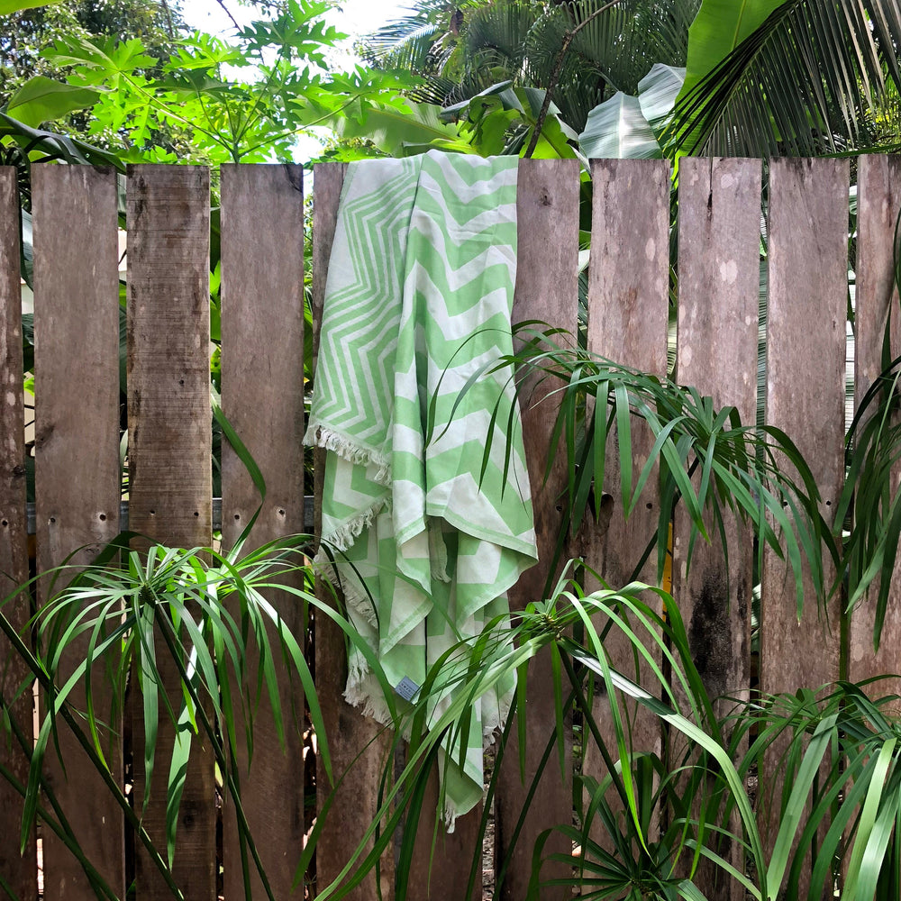 
                  
                    Mersin Chevron Towel / Blanket  - Green by Hilana Upcycled Cotton
                  
                