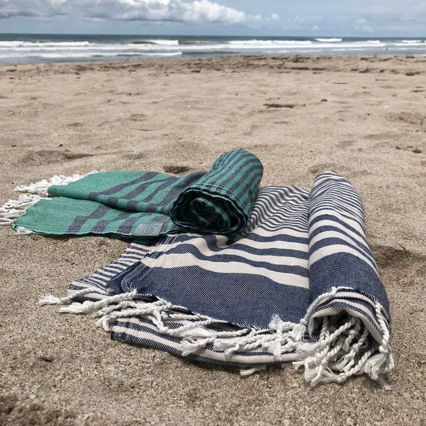 
                  
                    Fethiye Striped Towel - Navy Blue by Hilana Upcycled Cotton
                  
                