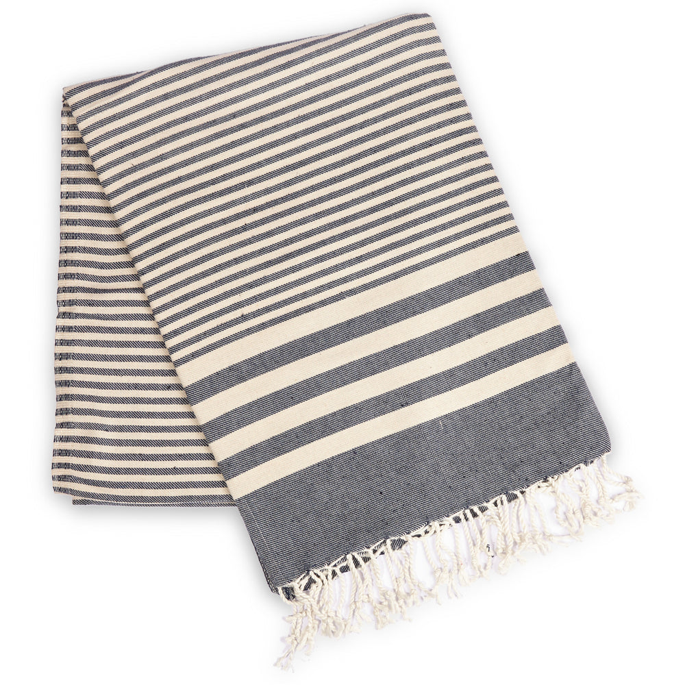 
                  
                    Fethiye Striped Towel - Navy Blue by Hilana Upcycled Cotton
                  
                