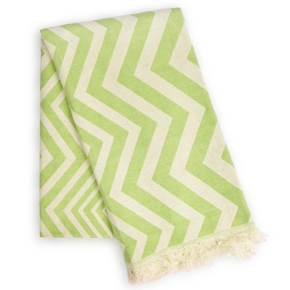 Mersin Chevron Towel / Blanket  - Green by Hilana Upcycled Cotton
