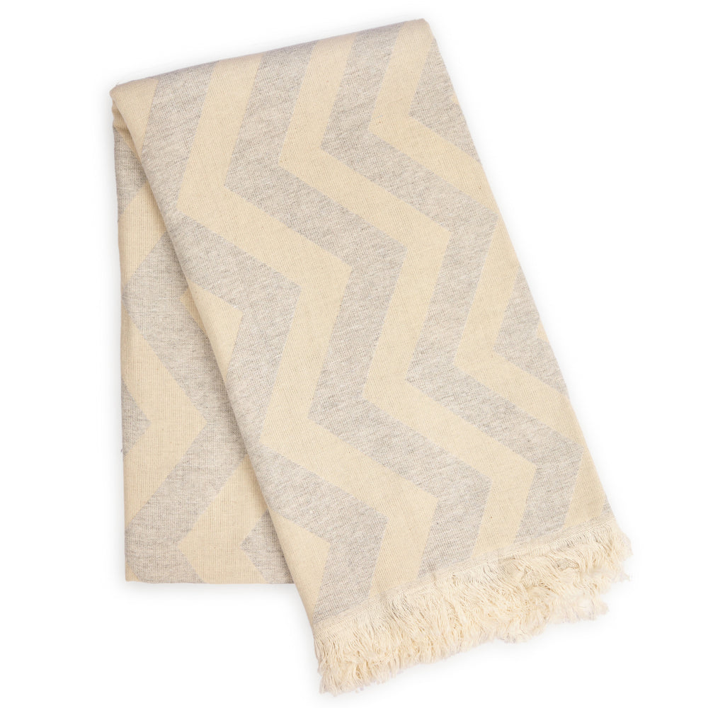 
                  
                    Mersin Chevron Turkish Towel / Blanket - Gray by Hilana Upcycled Cotton
                  
                