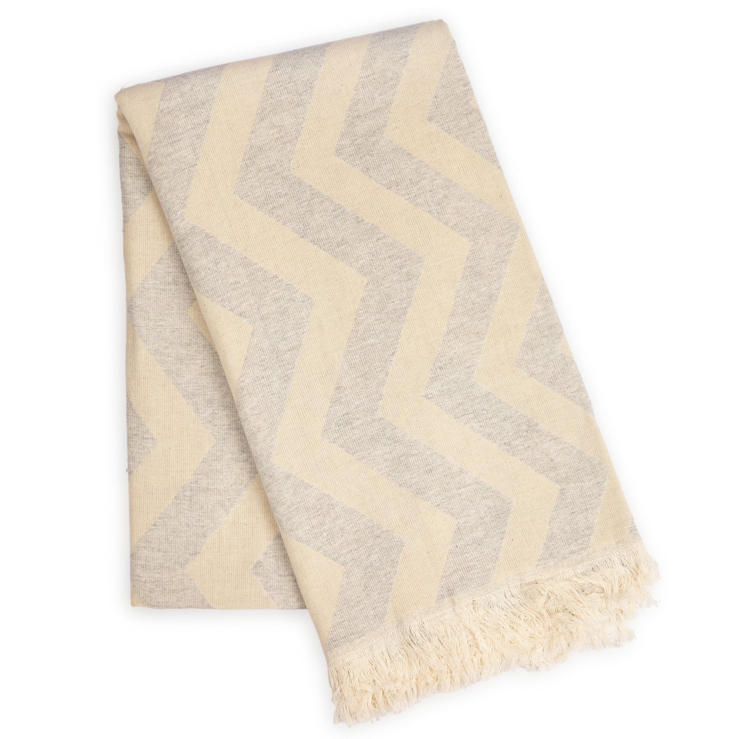 
                  
                    Mersin Chevron Turkish Towel / Blanket - Gray by Hilana Upcycled Cotton
                  
                