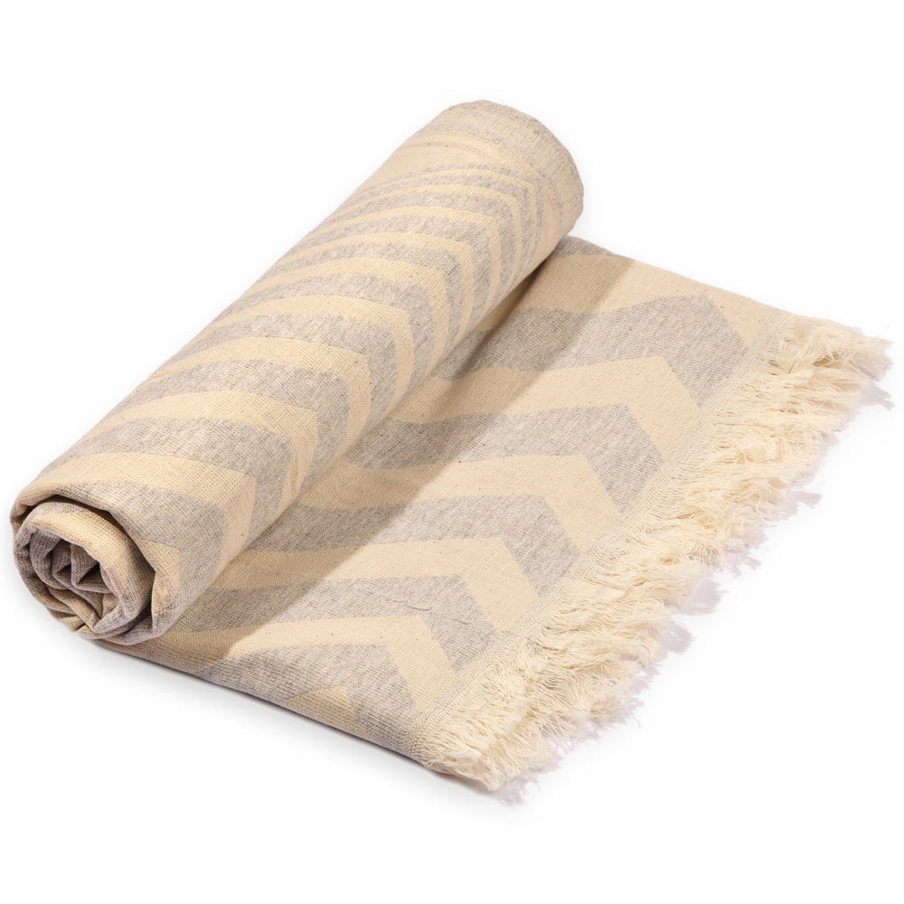 
                  
                    Mersin Chevron Turkish Towel / Blanket - Gray by Hilana Upcycled Cotton
                  
                