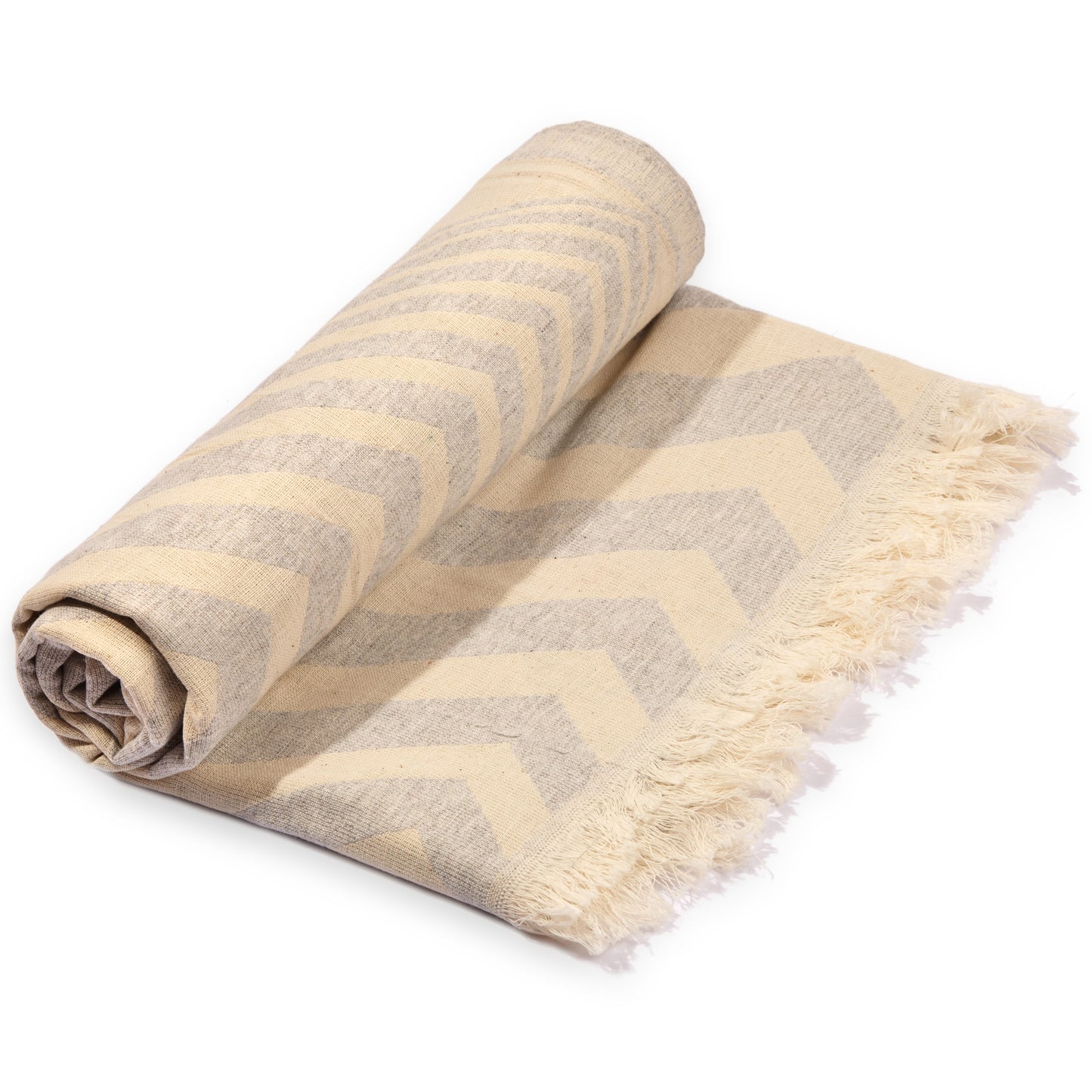 
                  
                    Mersin Chevron Turkish Towel / Blanket - Gray by Hilana Upcycled Cotton
                  
                