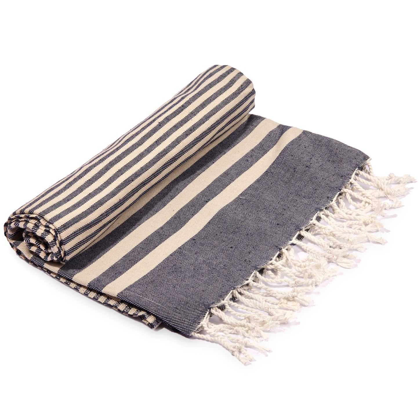 
                  
                    Fethiye Striped Towel - Navy Blue by Hilana Upcycled Cotton
                  
                