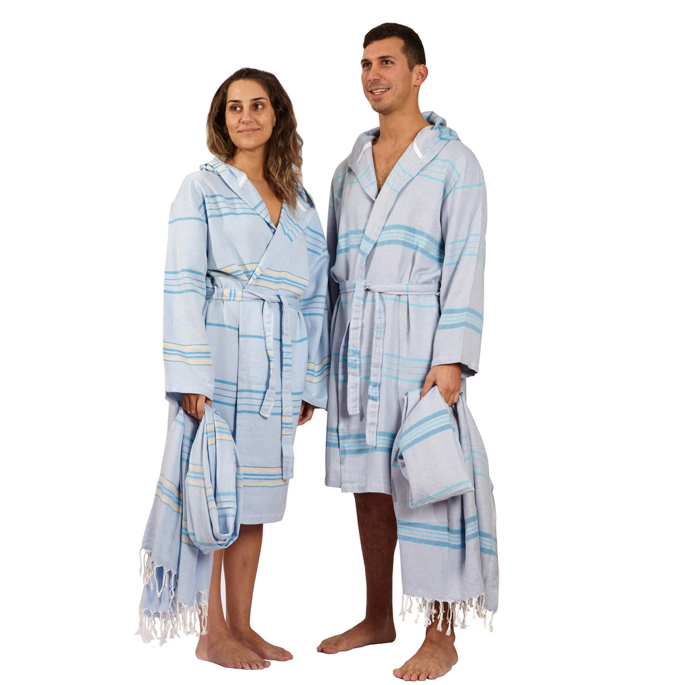 
                  
                    Antalya Unisex Bathrobe  - Turquoise by Hilana Upcycled Cotton
                  
                