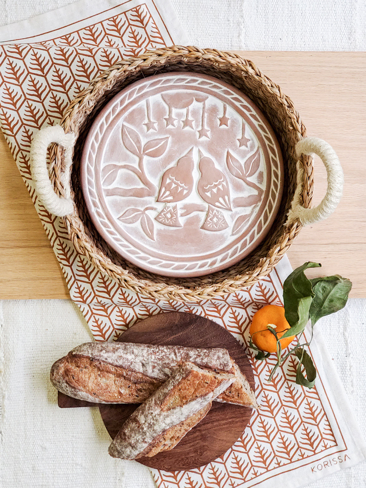 
                  
                    Bread Warmer & Basket Gift Set with Tea Towel - Lovebird Round by KORISSA
                  
                