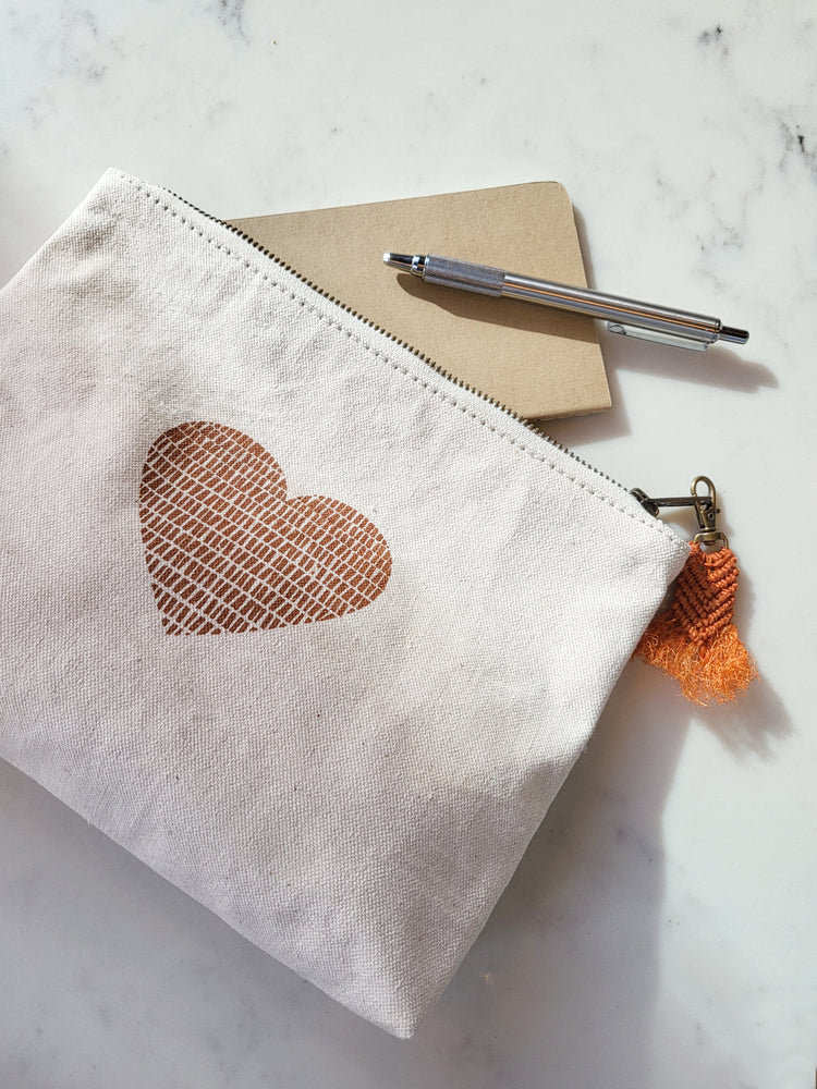 
                  
                    Hand Screen Printed Cotton Canvas Pouch - Love by KORISSA
                  
                