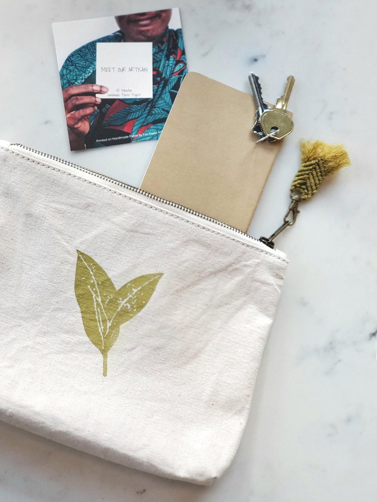 
                  
                    Hand Screen Printed Cotton Canvas Pouch - Nature by KORISSA
                  
                