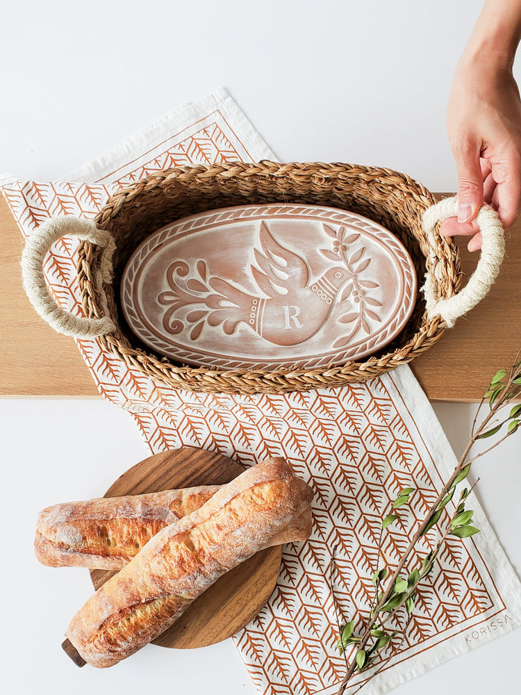 
                  
                    Monogrammed Bread Warmer & Basket - Bird Oval by KORISSA
                  
                