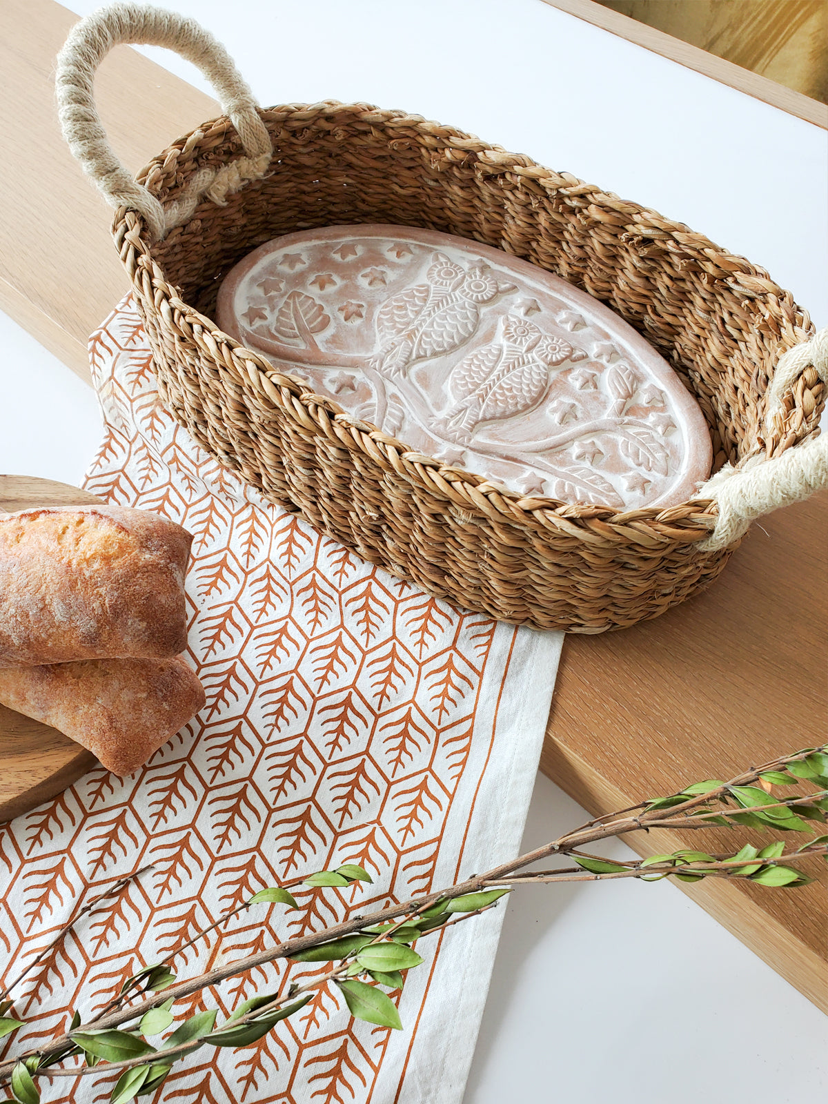 
                  
                    Bread Warmer & Basket Gift Set with Tea Towel - Owl Oval by KORISSA
                  
                
