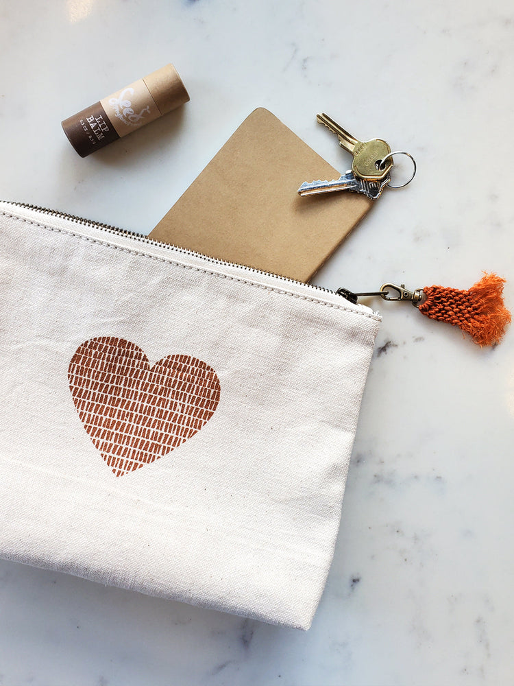 
                  
                    Hand Screen Printed Cotton Canvas Pouch - Love by KORISSA
                  
                