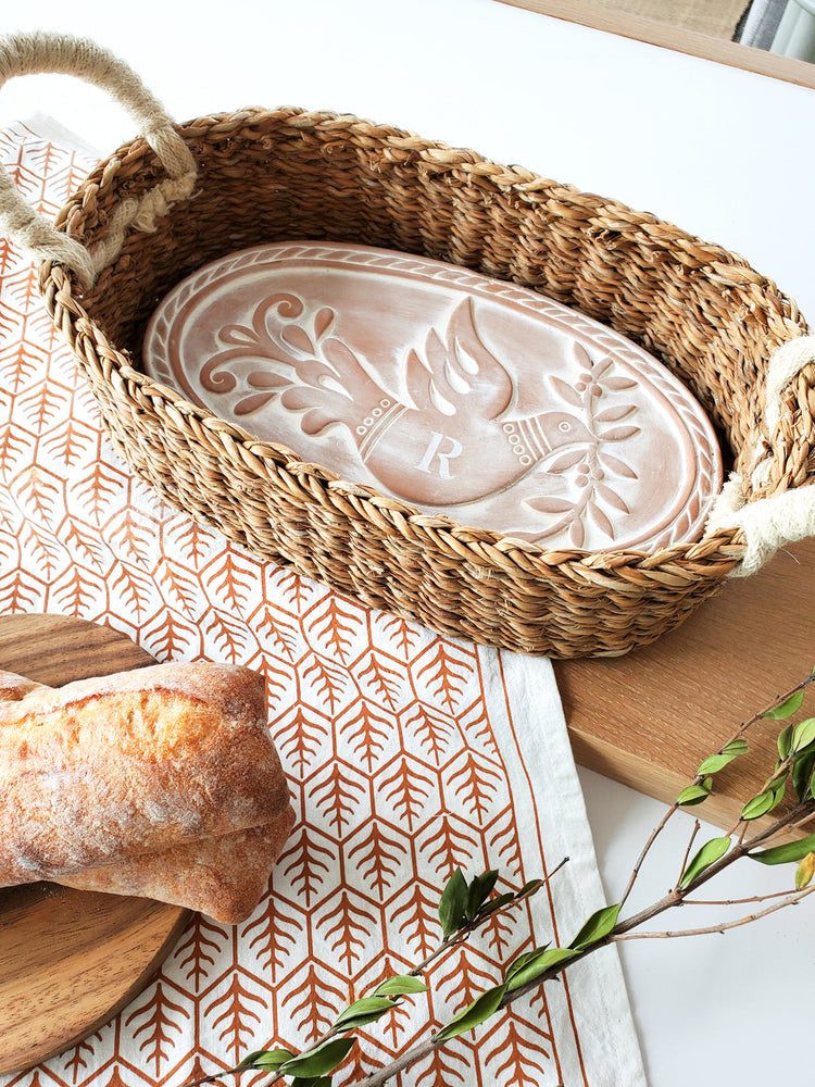 
                  
                    Monogrammed Bread Warmer & Basket - Bird Oval by KORISSA
                  
                