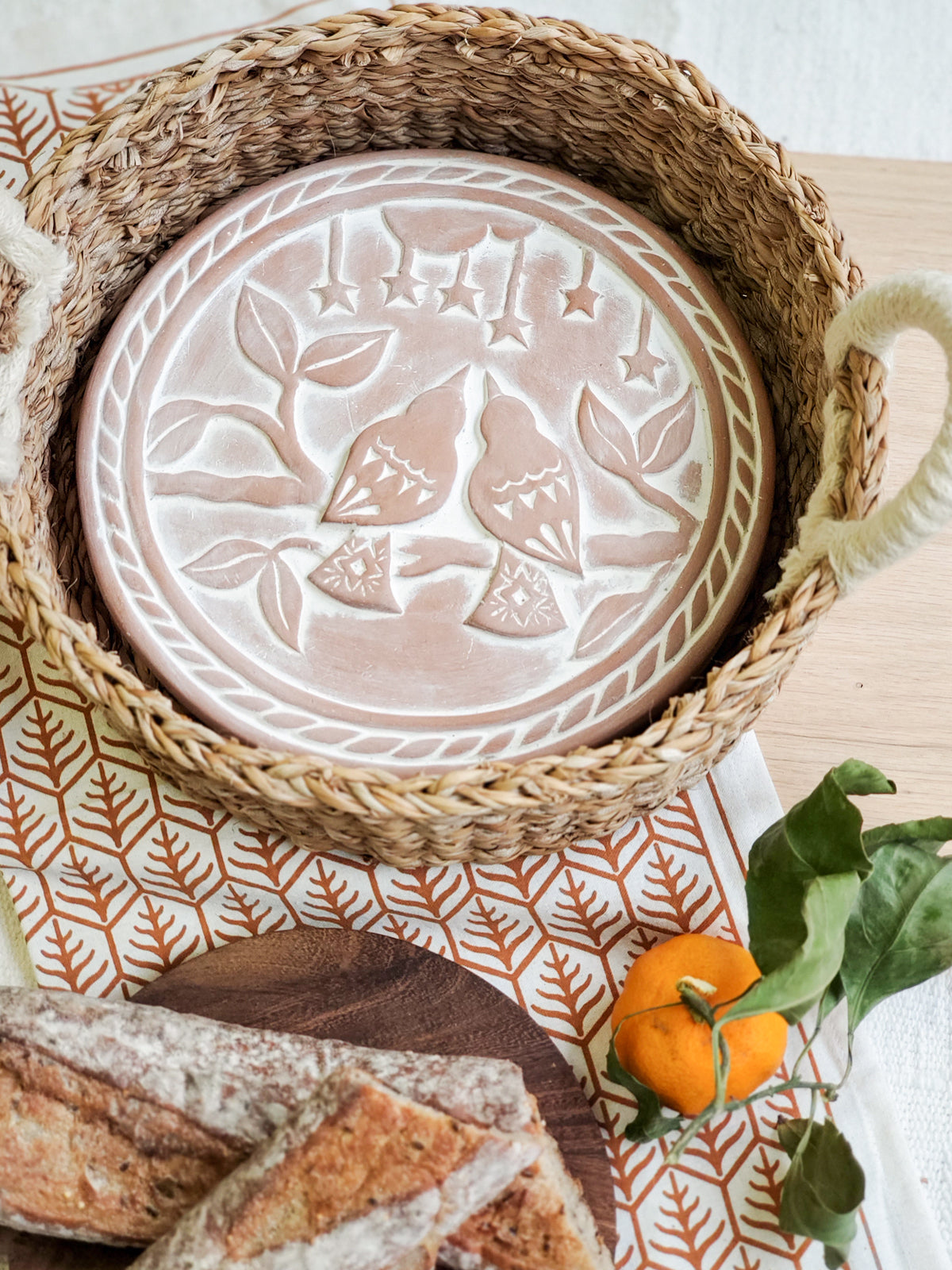 
                  
                    Bread Warmer & Basket Gift Set with Tea Towel - Lovebird Round by KORISSA
                  
                