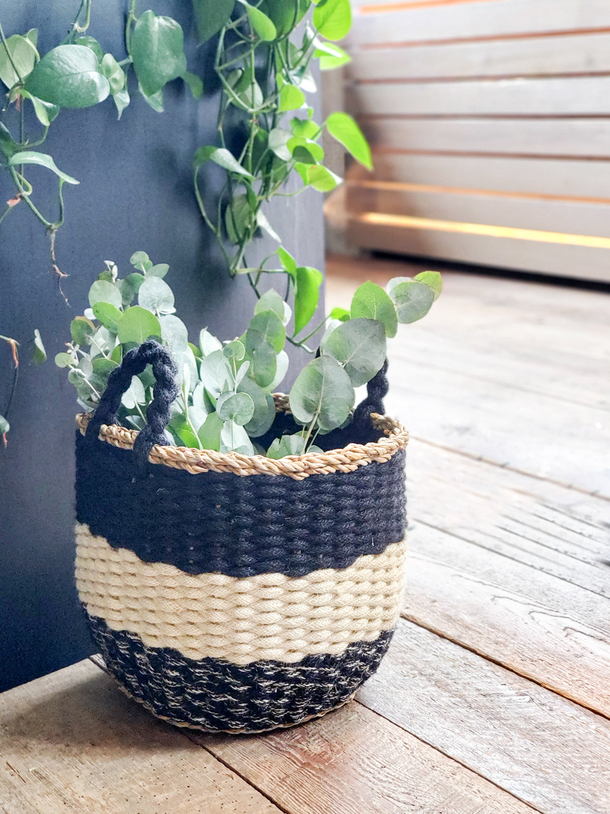 
                  
                    Ula Stripe Basket - Black by KORISSA
                  
                