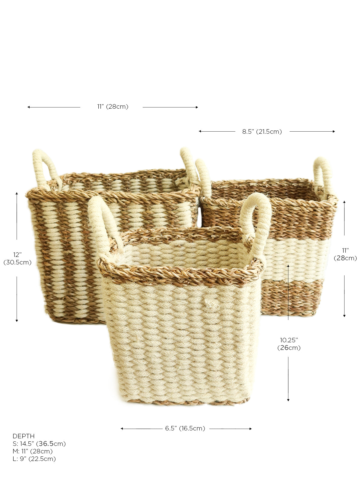 KORISSA Ula Floor Basket - Natural Small / White