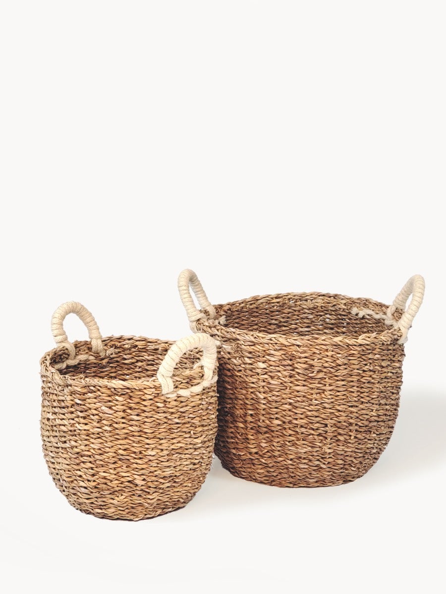 Savar Basket with White Handle by KORISSA