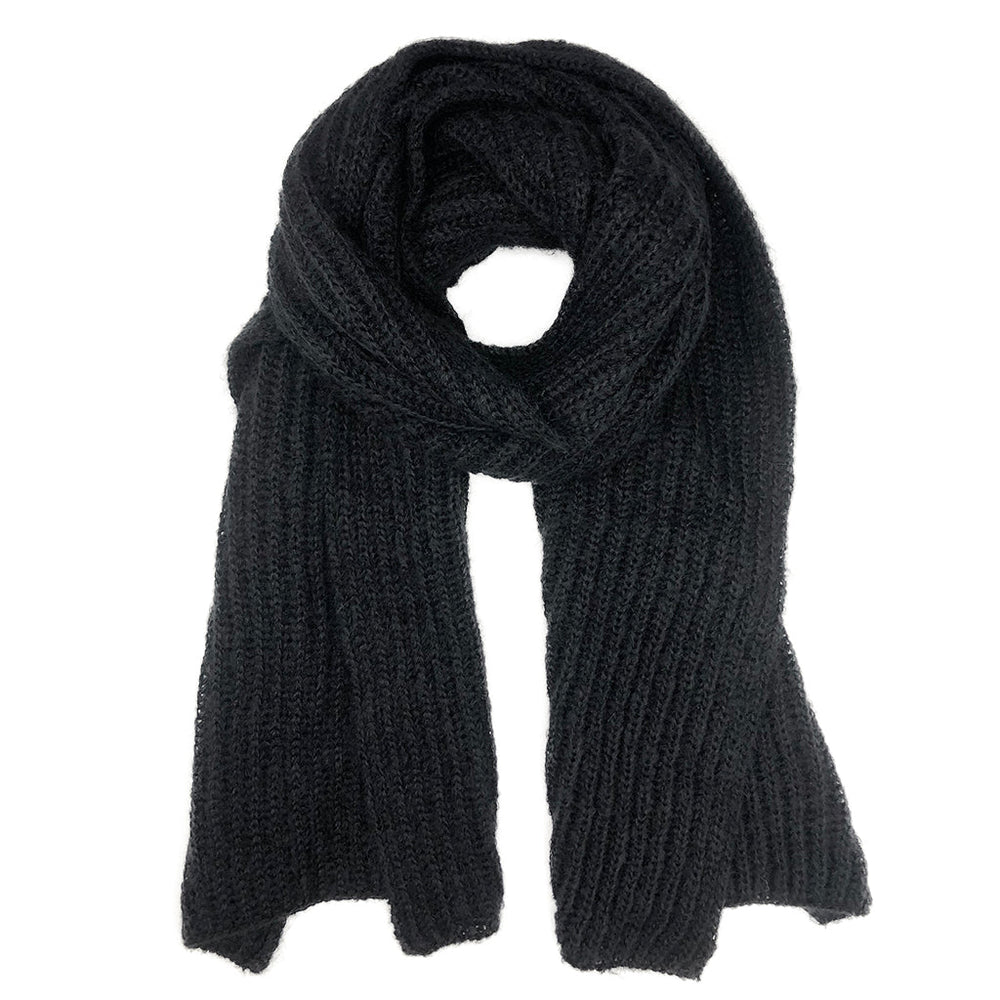 Chunky Black Knit Alpaca Scarf by SLATE + SALT