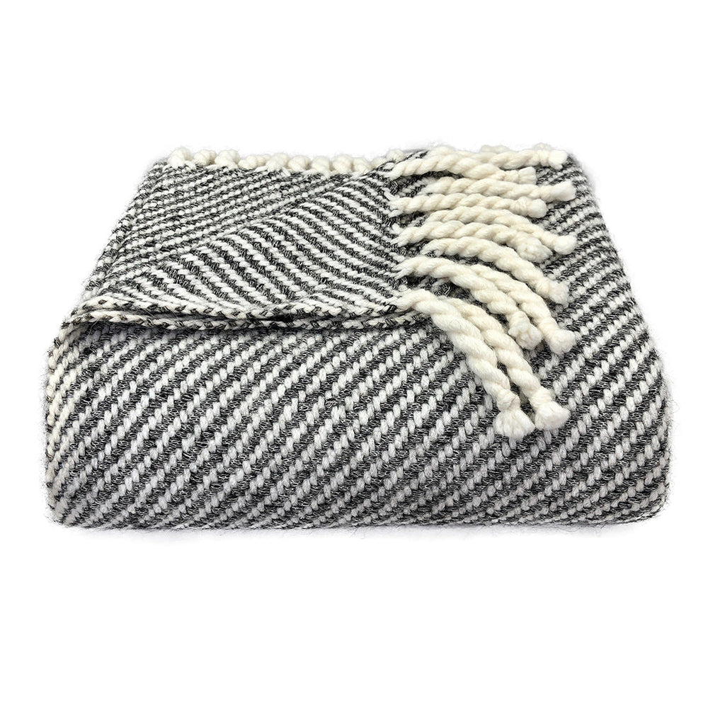 Chunky Black Stripe Alpaca Throw by SLATE + SALT