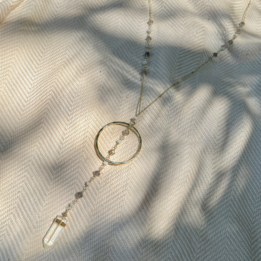 
                  
                    Crystal Halo Y Necklace by SLATE + SALT
                  
                