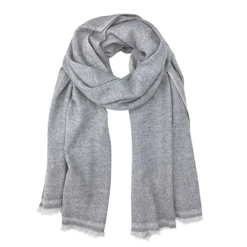 
                  
                    Gray Herringbone Cashmere Scarf by SLATE + SALT
                  
                