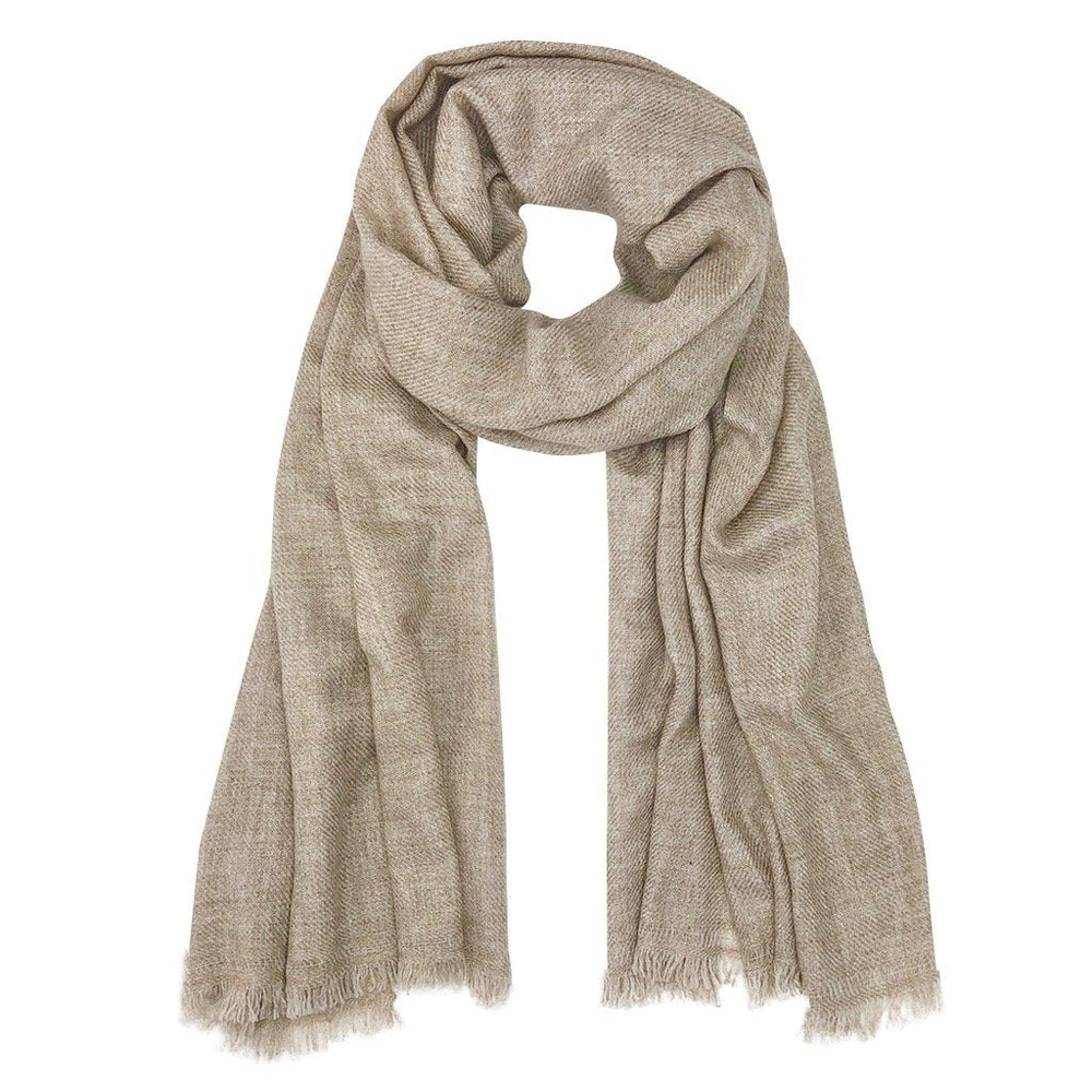 Beige Handloom Cashmere Scarf by SLATE + SALT