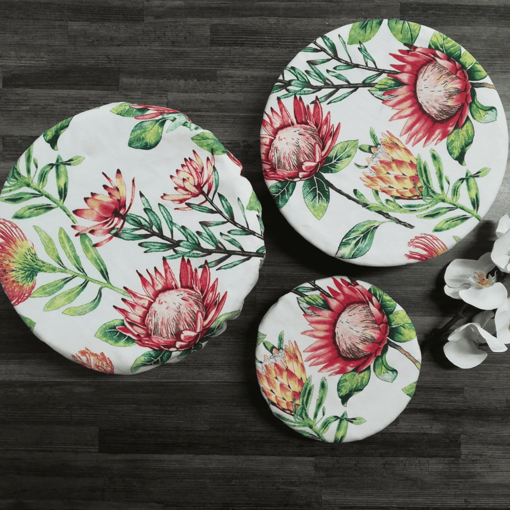 Pink Protea Reusable Bowl Cover Set by Handicraft Soul