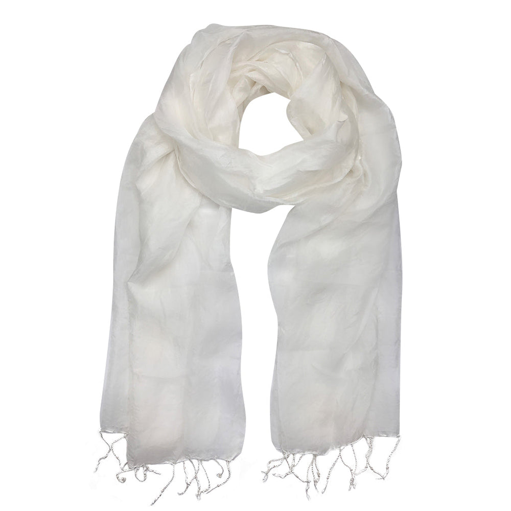 White Khmer Silk Scarf by SLATE + SALT