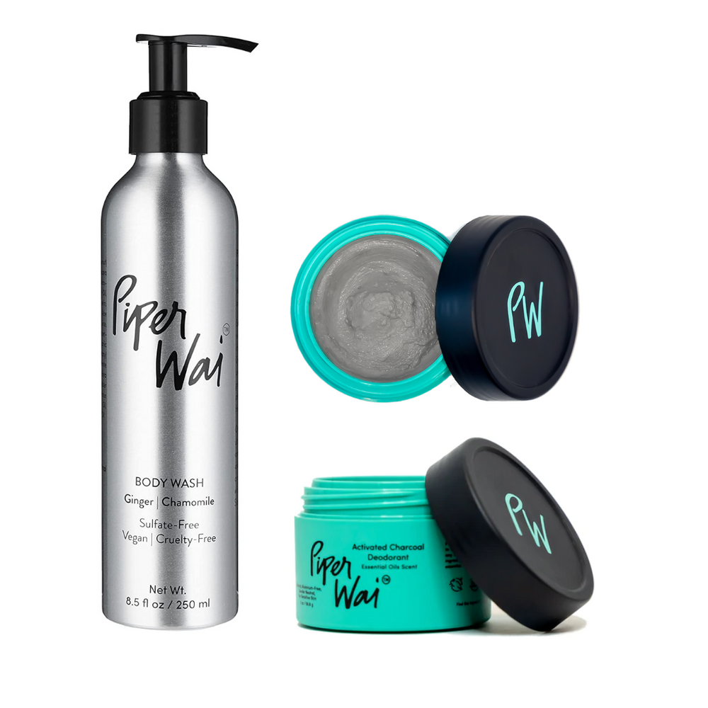 Happy Trio | 2 Natural Deodorant Cream & 1 Organic Body Wash by PiperWai Natural Deodorant