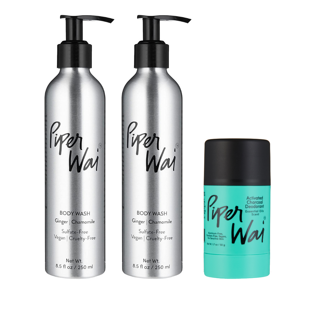 Blissful Trio | 2 Body Wash & 1 Natural Deodorant Stick by PiperWai Natural Deodorant