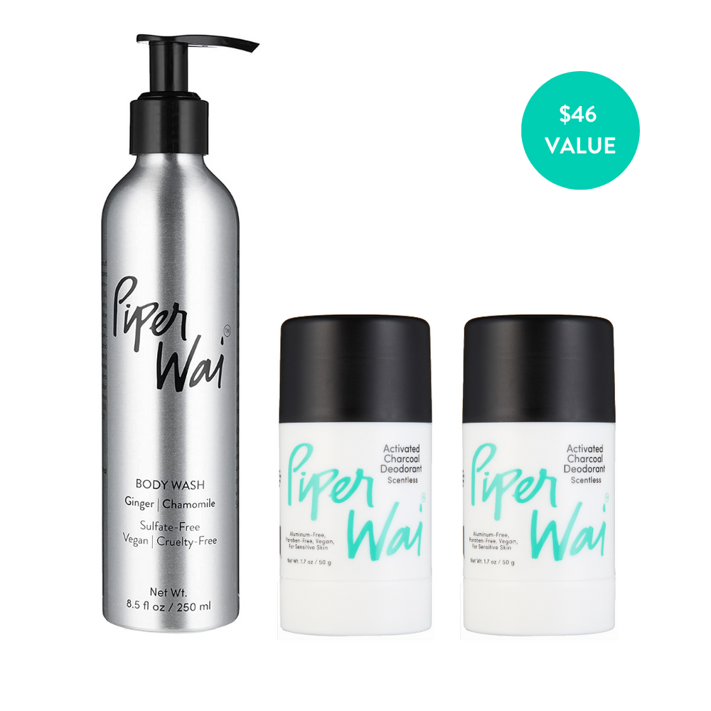 
                  
                    Scentless Happy Trio | 2 Deodorant & 1 Body Wash by PiperWai Natural Deodorant
                  
                