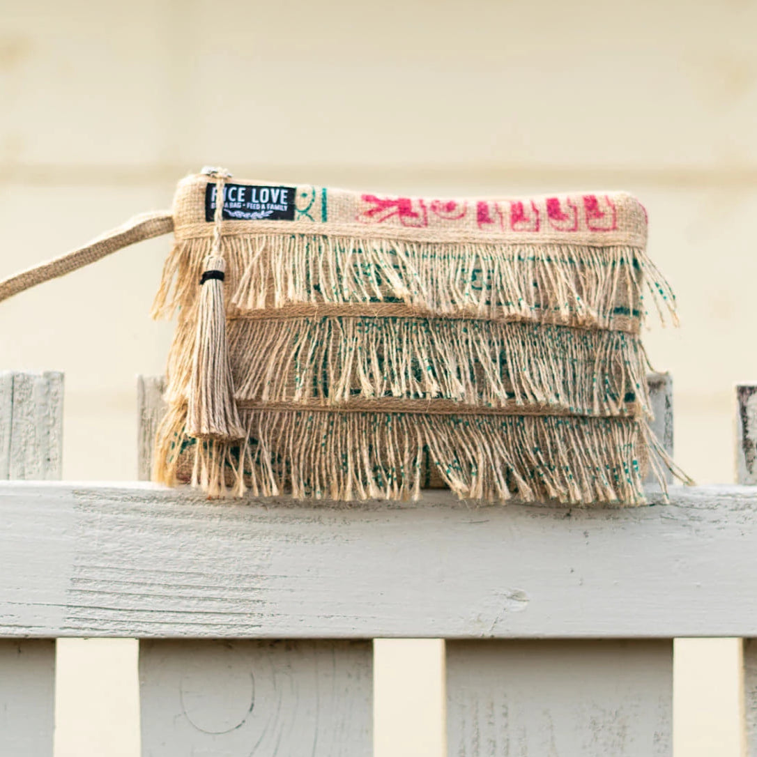 
                  
                    Recycled Fringe Clutch by Rice Love
                  
                