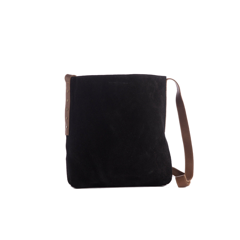 Simple Suede Satchel in Black