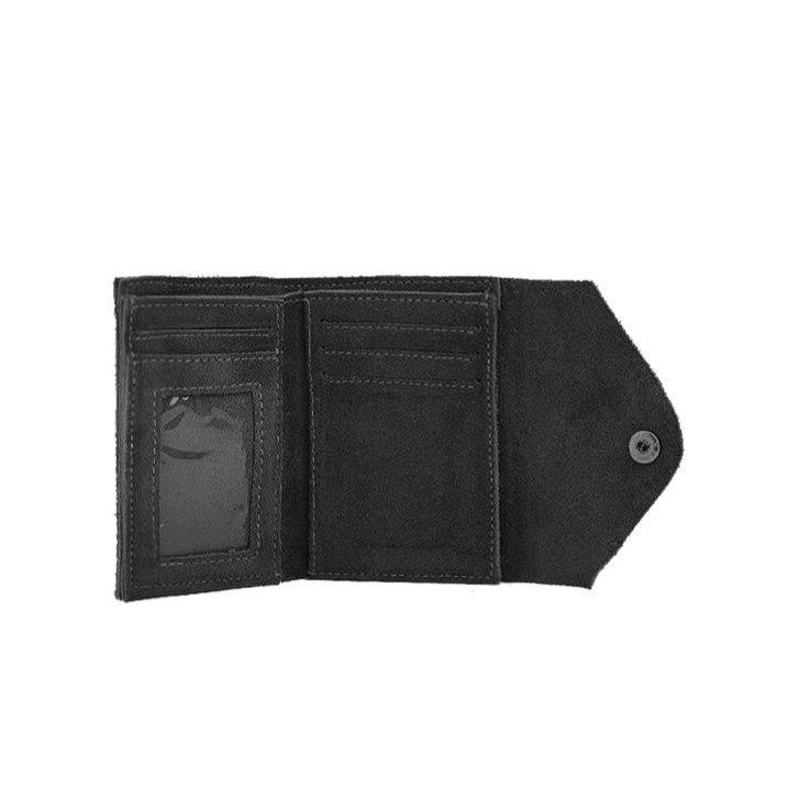 Small Envelope Wallet in Black Suede