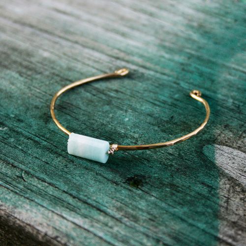 
                  
                    Hammered Brass Bangle - Amazonite by Made for Freedom
                  
                